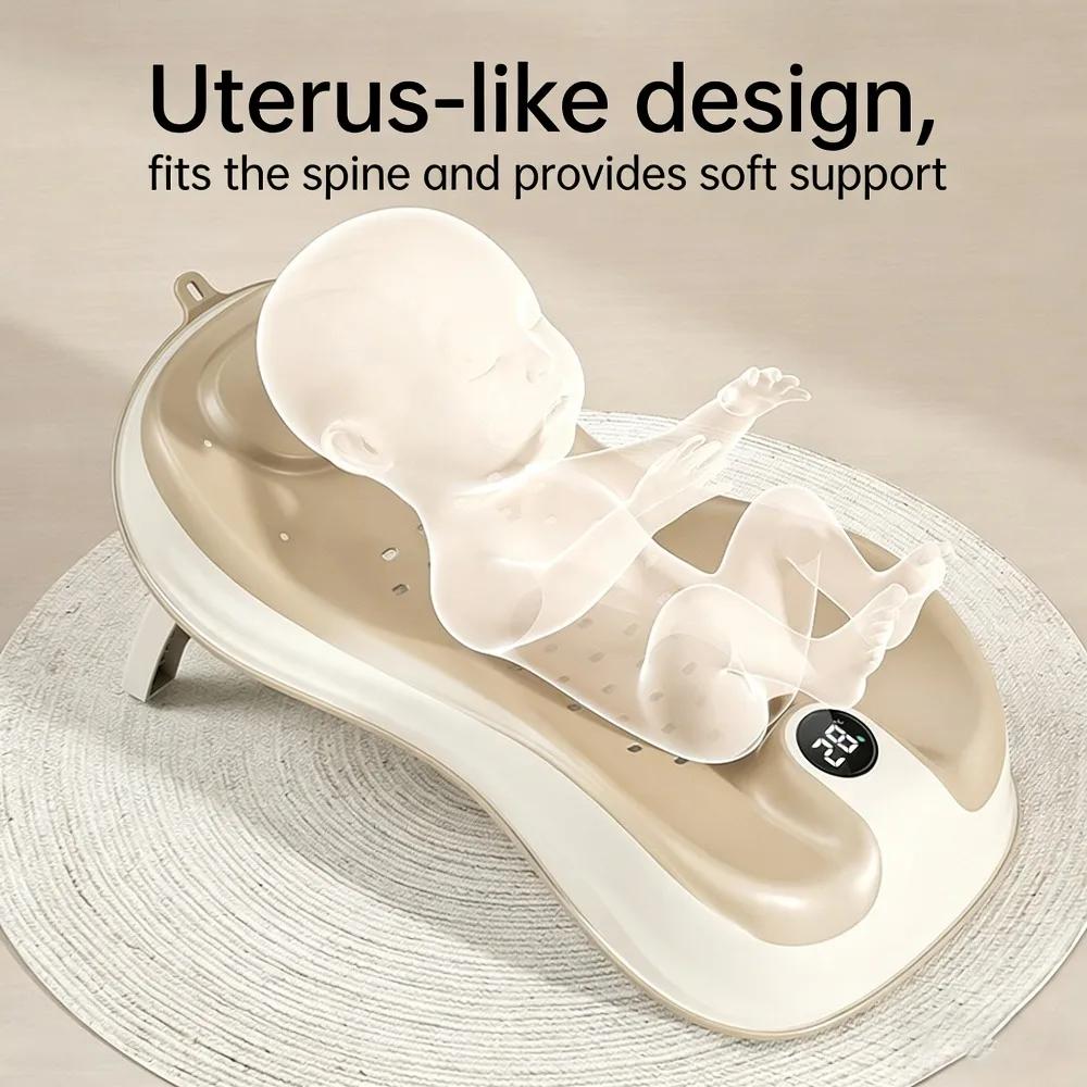 Support de bain pour bébé avec indicateur de température, support de bain antidérapant, siège de bai