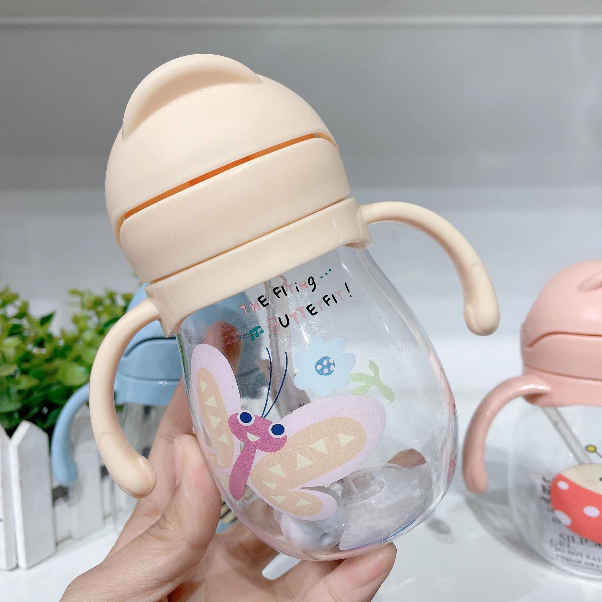 Tasse d'eau en paille pour bébé, mignonne, Anti-étouffement, pour enfants de la maternelle, avec bou