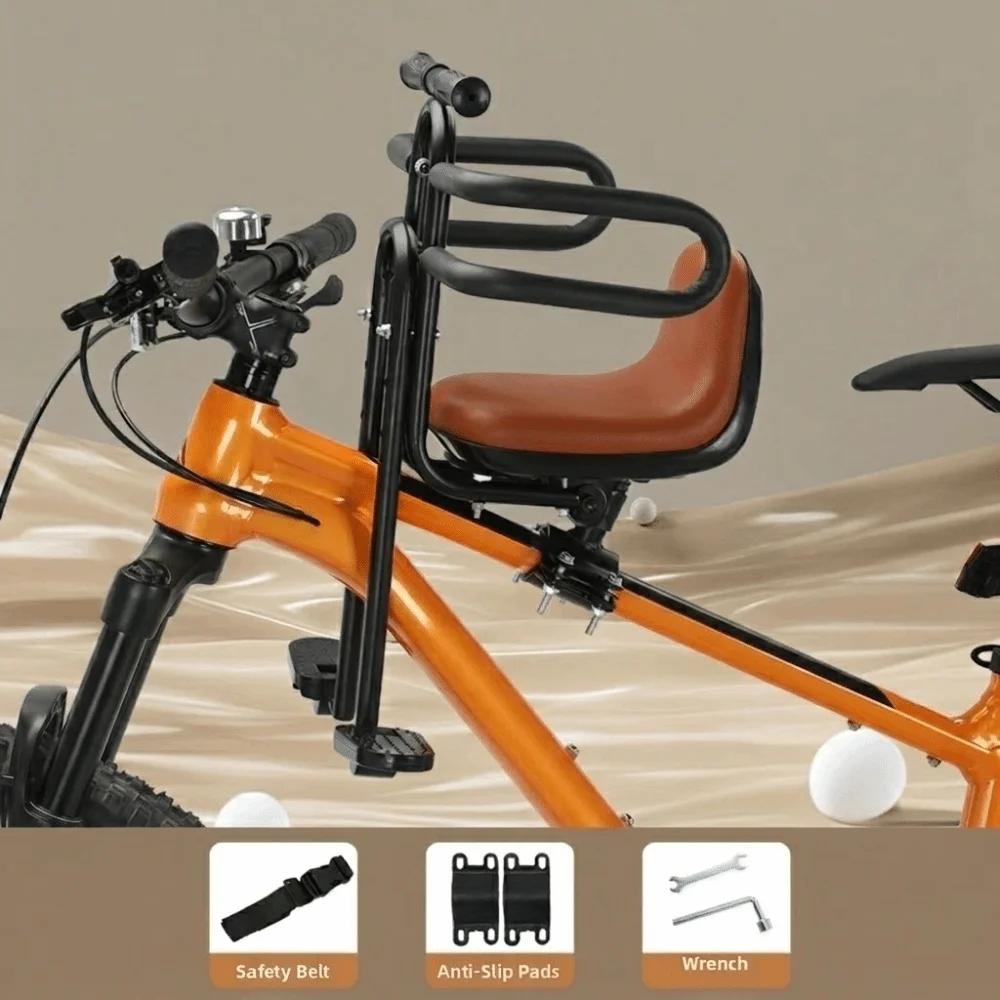 Siège enfant avant pour vélo VTT avec accoudoirs et pédales, réglable et rembourré ‌ Siège auto pour