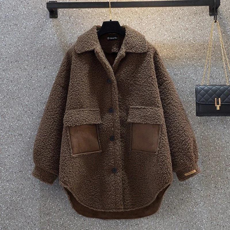 Mars-Veste en laine d'agneau pour femme, Fat Adjust, Fat Optics, Manteau femme chic, Design de style
