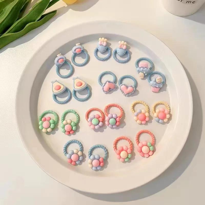 20 pièces accessoires de cheveux pour fille bandes de cheveux élastiques fleurs mignonnes Style anne