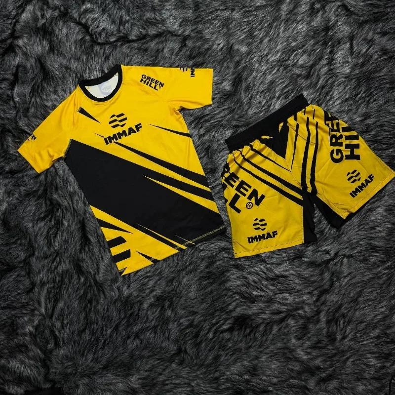 Ensemble sportif IMMAF 2026 noir et rose - Tenue combat BJJ séchage rapide adultes enfants