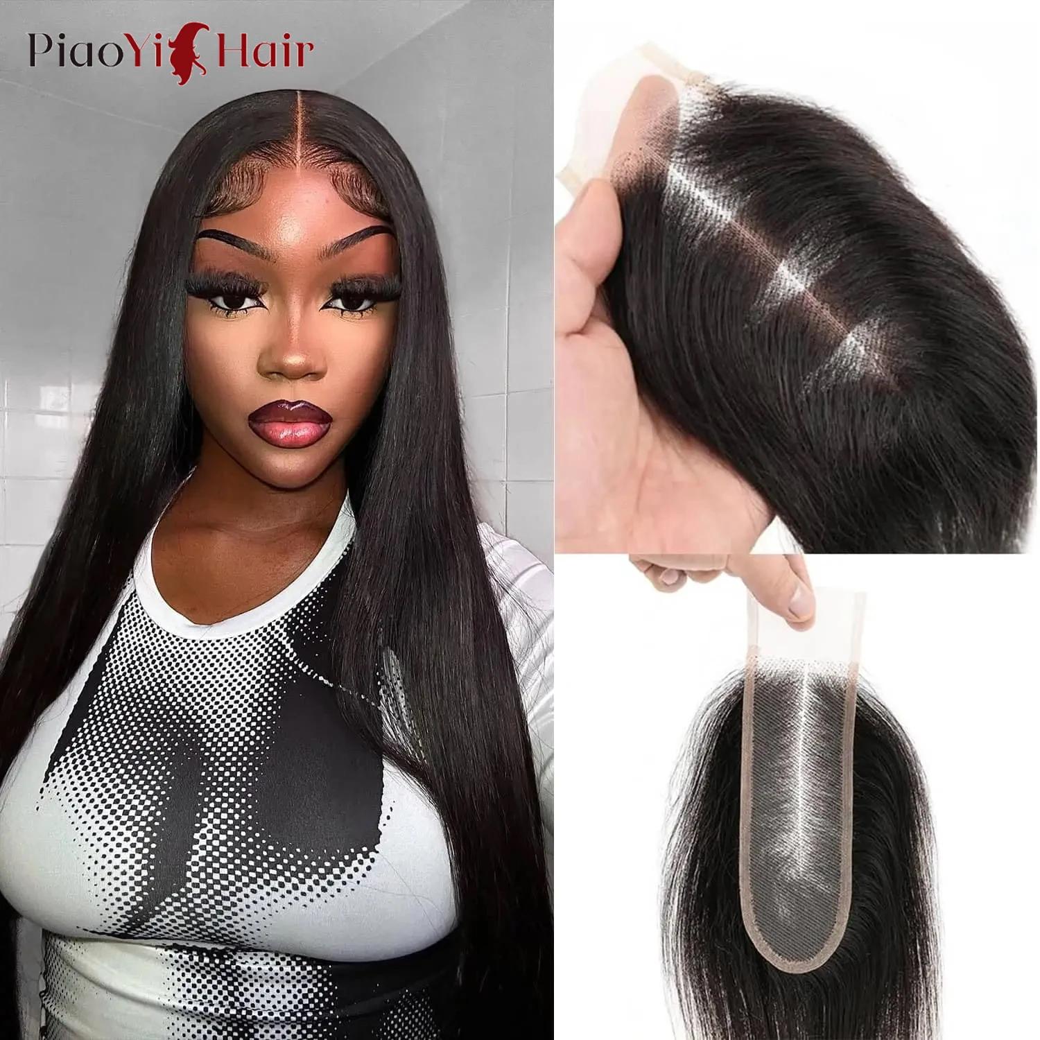 2x6 dentelle fermeture brésilienne cheveux humains 14-24 pouces droite Remy cheveux humains dentelle