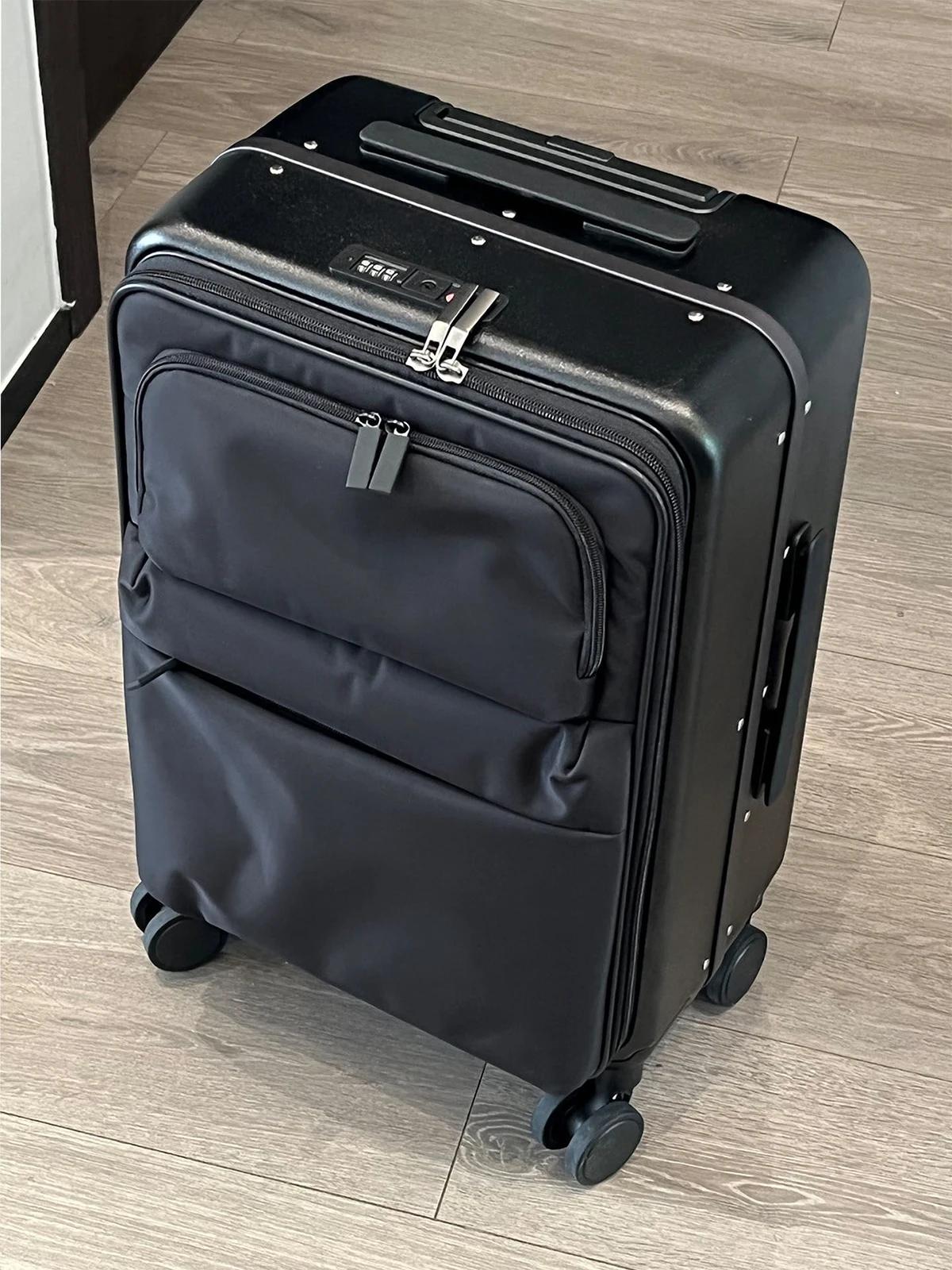 Valise souple à ouverture frontale avec cadre en aluminium et roulettes pivotantes, bagage cabine po