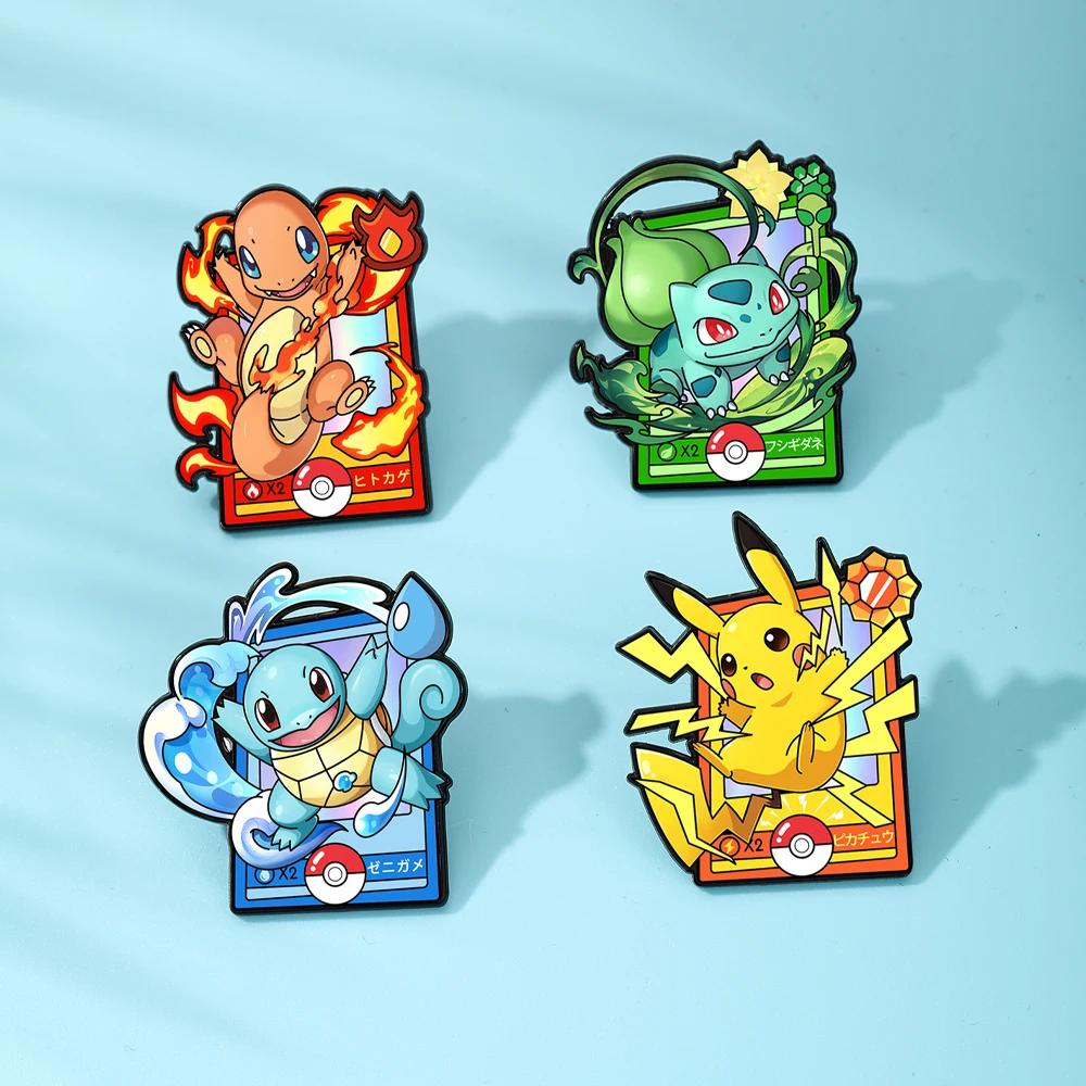 4 épingles en émail Charmander de dessin animé, broches en métal, badges de revers pour sacs à dos, 
