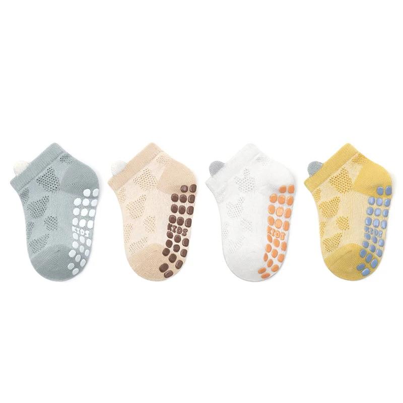 4 paires/ensemble coton respirant enfants chaussettes printemps été mince bébé maille chaussette cou