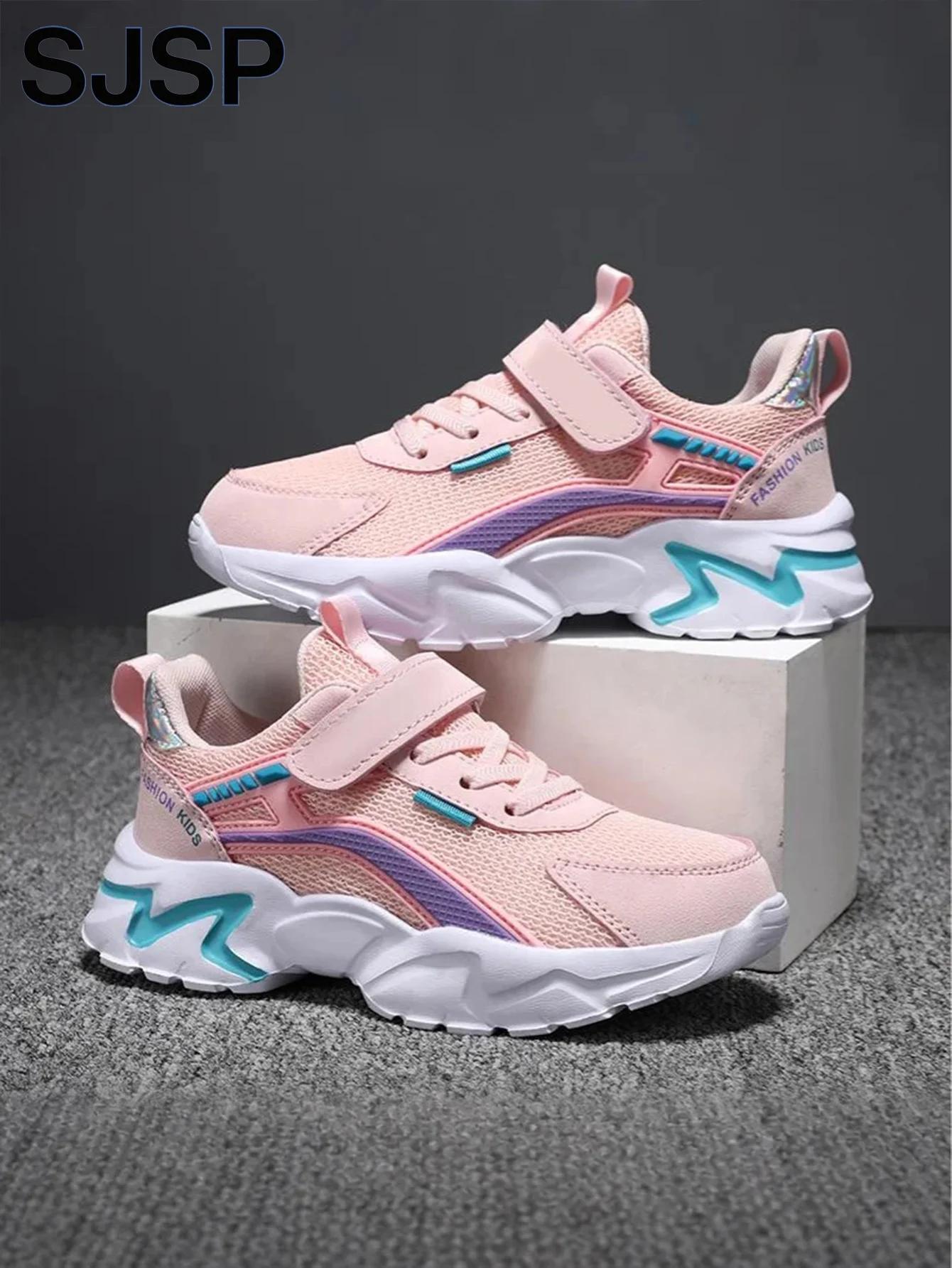 Chaussures décontractées roses pour filles, chaussures en maille respirantes, chaussures de course l