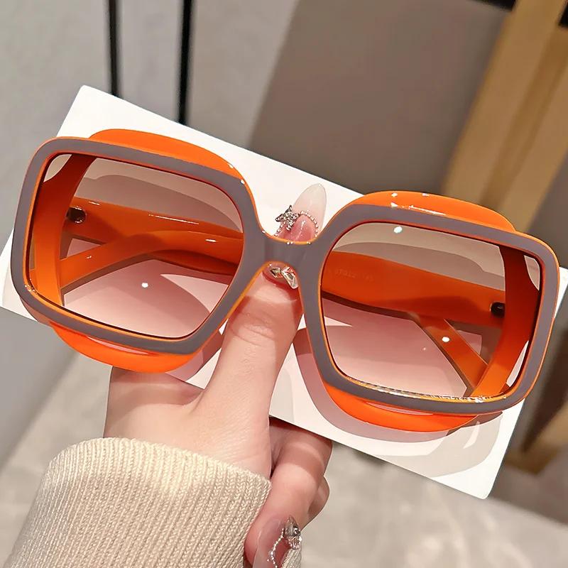 Lunettes de soleil à la mode avec blocage de couleur polygonal pour hommes et femmes, Style rétro Y2
