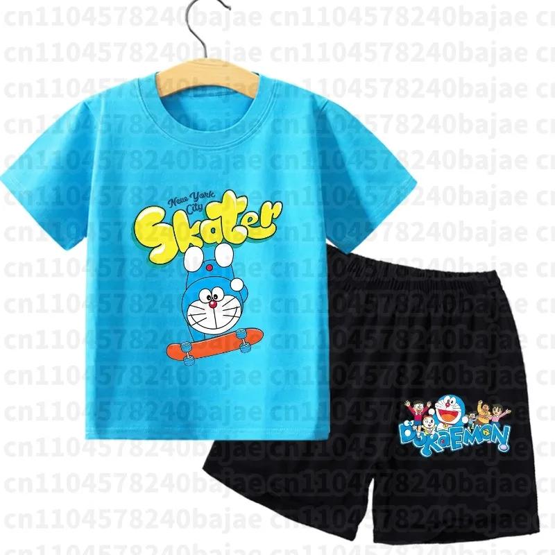 Ensemble Doraemon T-shirt short enfants pyjama dessin animé - Vêtements maison été cadeau