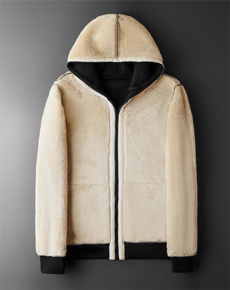 Hommes hiver laine d'agneau fermeture éclair veste en coton hommes plus épais grande taille veste ch