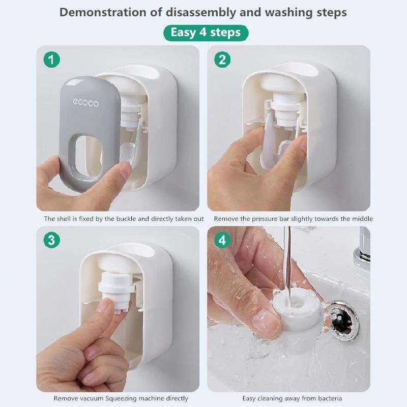 Distributeur automatique de dentifrice, presse-dentifrice, anti-poussière, support mural pour brosse