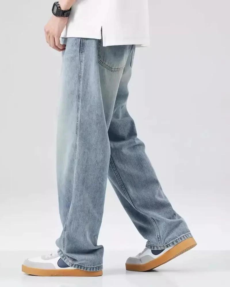 Pantalon en jean pour hommes Vintage lavage jambe large jean ample décontracté droit Style américain