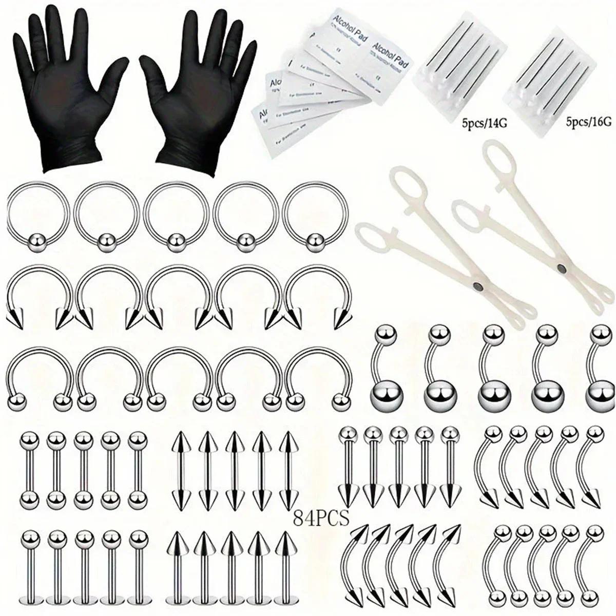 Kit de perçage d'oreille stérile 24/42/84 pièces, pistolet de perçage d'hélice pour Trago de Cartila