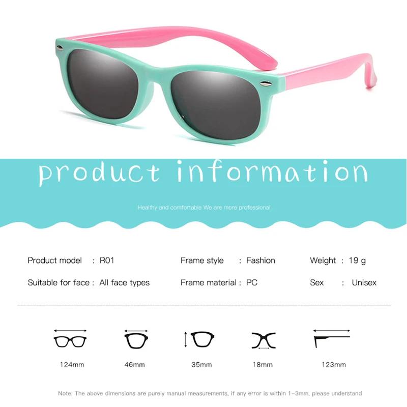 Lunettes de soleil polarisées pour enfants TR90, monture en Gel de Silicone, carrées classiques, pou
