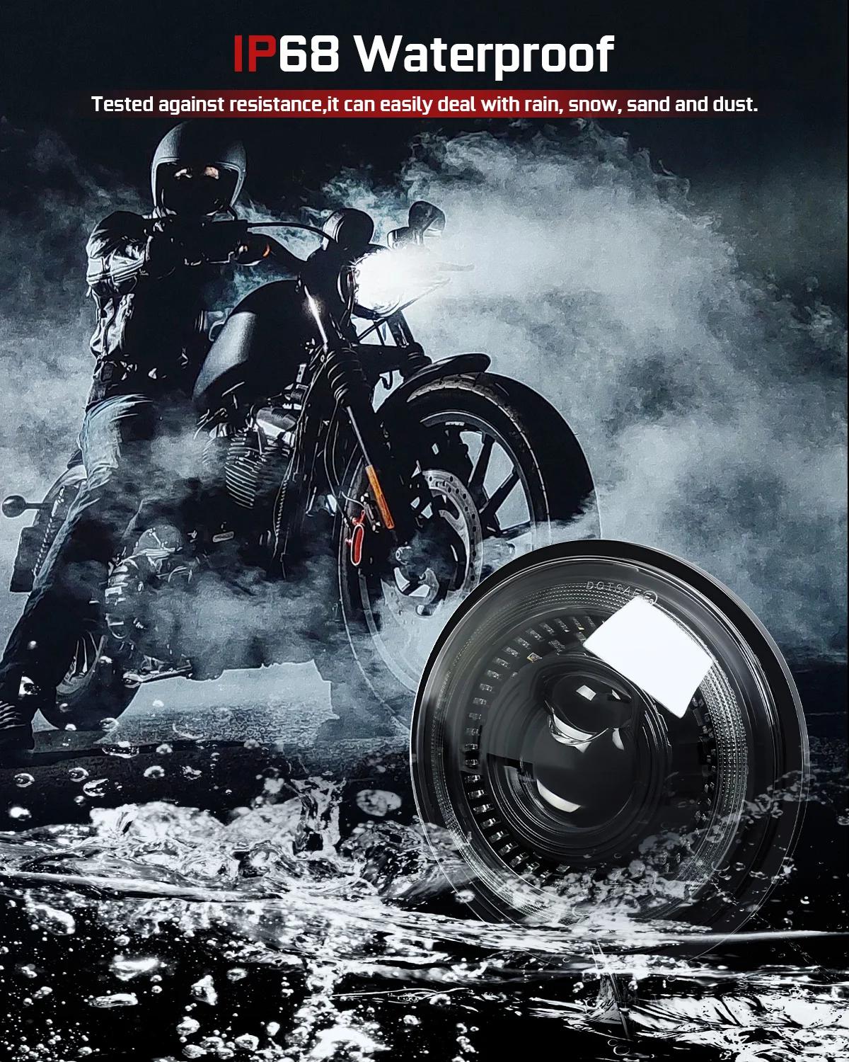 BraveWAY 5.75 pouces LED moto phare moto, 5-3 / 4 lampe pour Harley Sportster Roadster Glide Dyna po