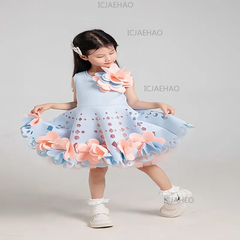 Nouvelle Robe Tutu Style Chinois pour Filles 2026, Costume de Princesse à Fleurs 3D, Robe de Demoise