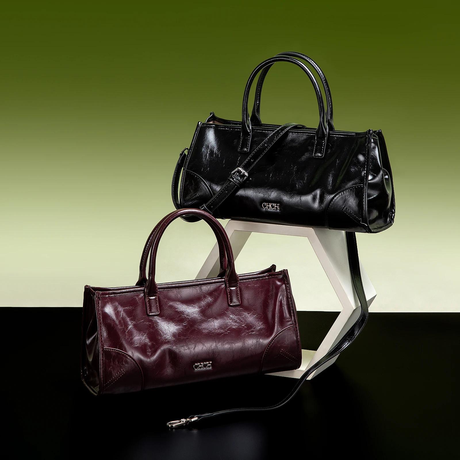 CHCH sac à bandoulière pour femme nouveau sac bâton motif marbre noir bandoulière détachable