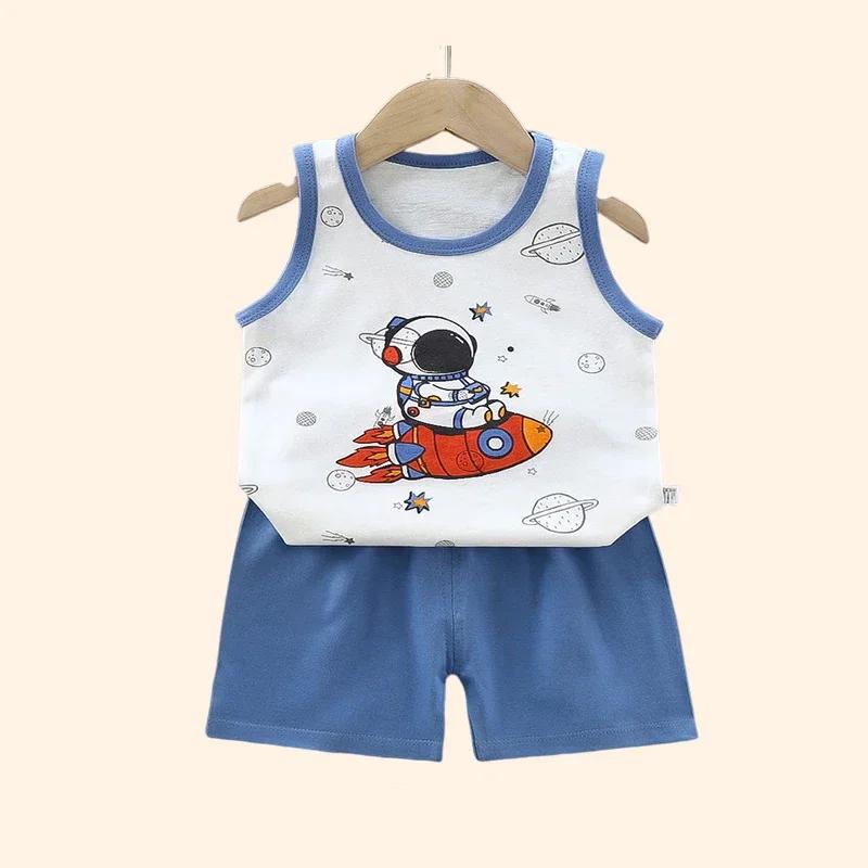 Ensemble de vêtements d'été en coton émaillé pour enfants, Économie et shorts pour bébés, haut en fi