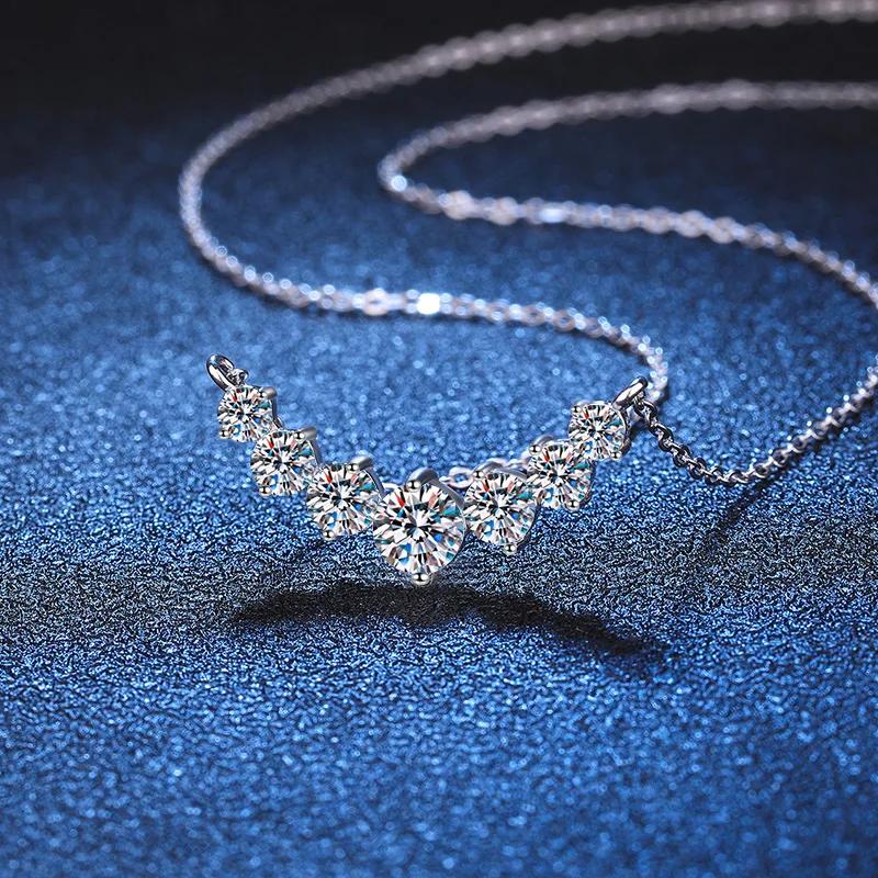 Collier Moissanite pour femme, bijoux fins de mariage avec certificats, plaqué argent Sterling 925, 