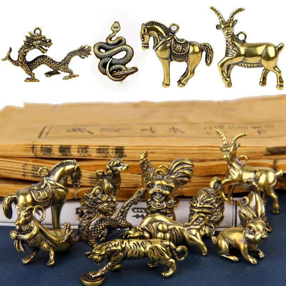 Statue d'animal en laiton jetable, ornement du zodiaque chinois, rat, bœuf, tigre, lapin, dragon, sa