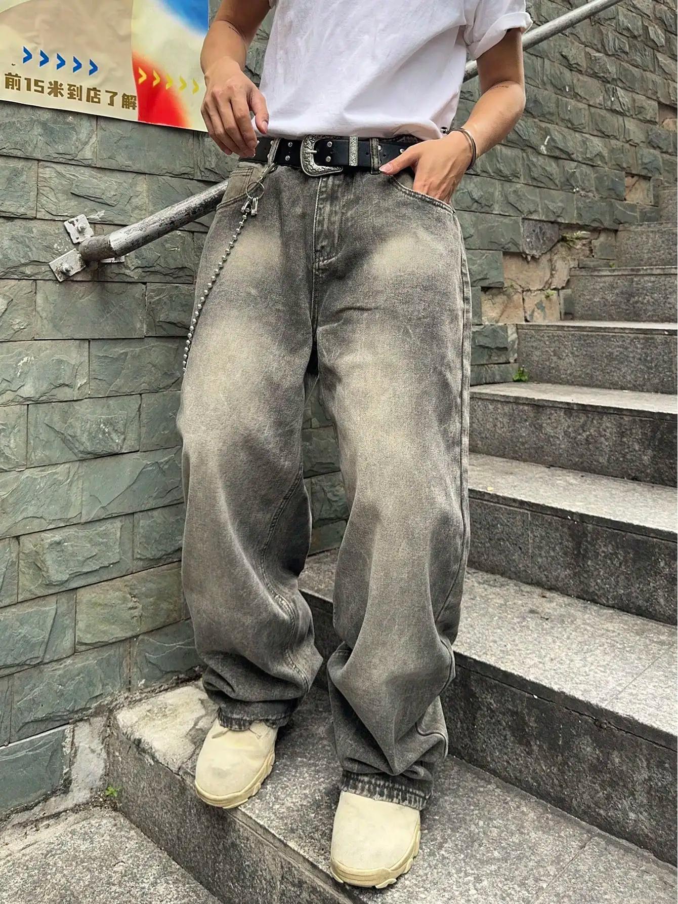 Vintage hommes y2k extensible Baggy Denim jean pour hommes mode pantalons décontractés Streetwear De