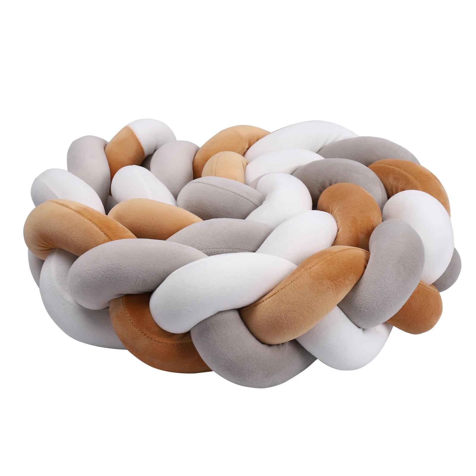 Pare-chocs pour lit de bébé 1-4M, tissage tressé noué à la main, protection de berceau en peluche, o