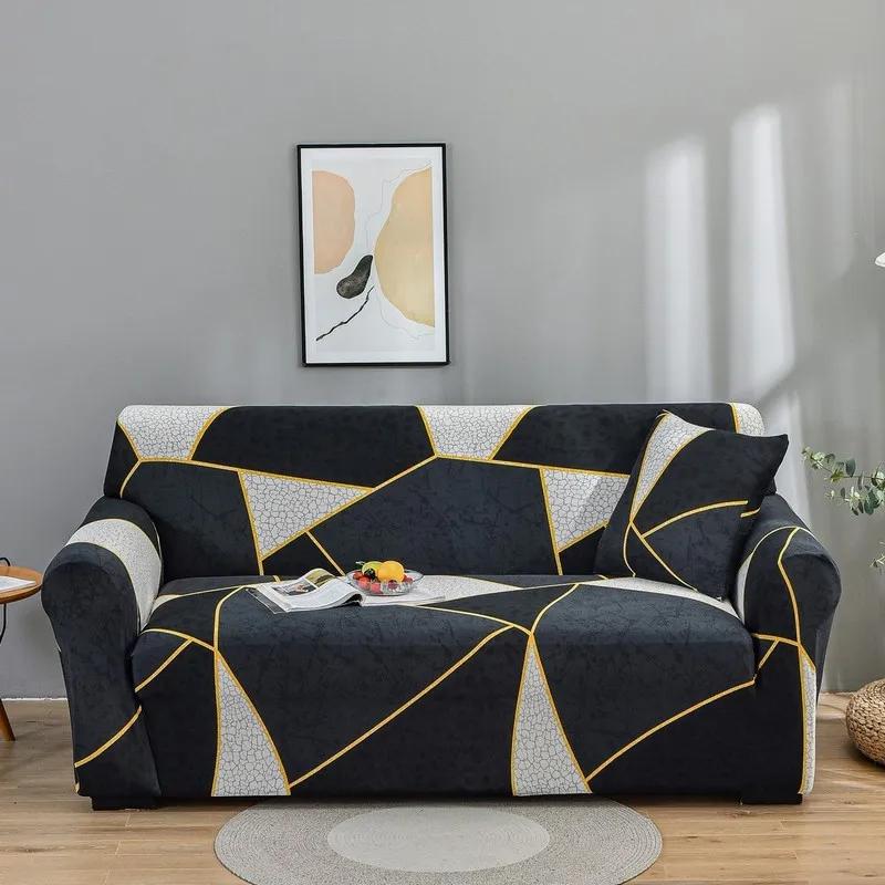 Housse de canapé extensible imprimée, pour salon, combinaison en forme de L, Chaise, décoration de m