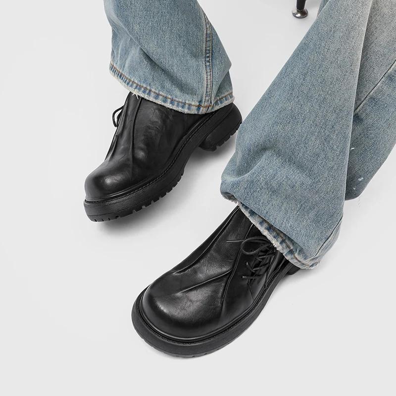 Derby chaussures en cuir à semelles épaisses pour hommes Styles de créateurs de mode Fête et Travail