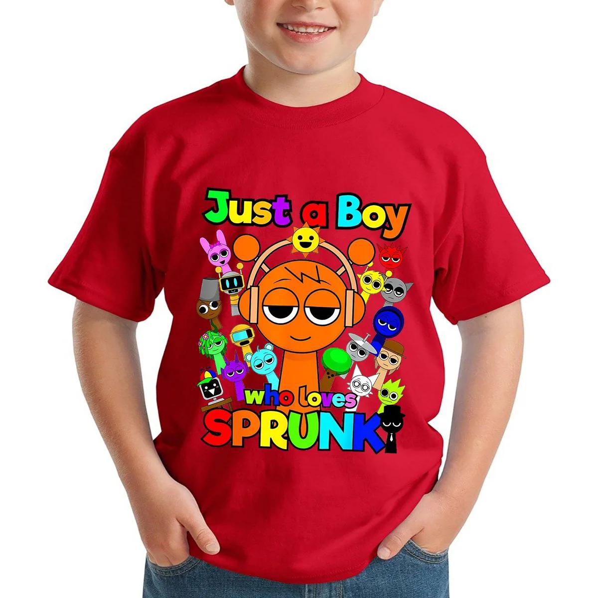Jeu d'été Sprunki Incredibox dessin animé imprimé coton enfants T-Shirts garçons décontracté à manch