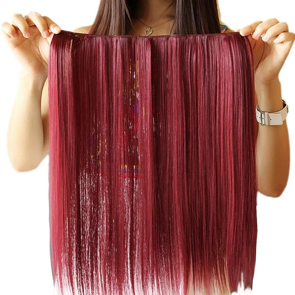 Extension capillaire synthétique lisse à Clip, 9 couleurs, postiche de Cosplay rouge rose blanc, che