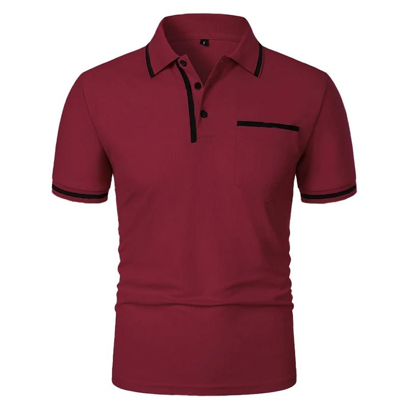 Nouveaux hommes à manches courtes polos couleur unie t-shirt style décontracté été à la mode respira