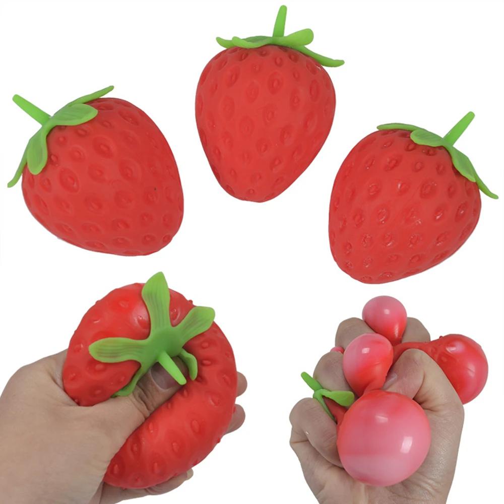 Jouet spongieux doux aux fruits de fraises – Soulagement du stress à montée lente pour enfants et ad