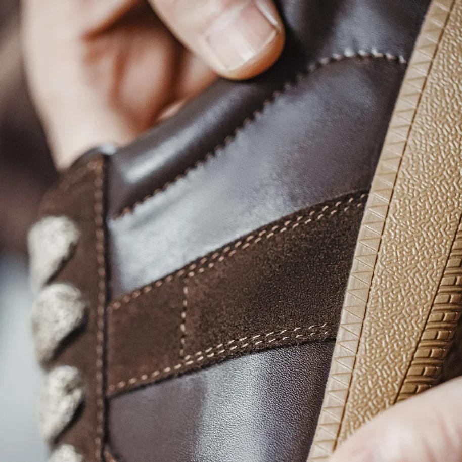 Maden – chaussures d'entraînement allemandes classiques marron épissées, baskets basses plates pour 