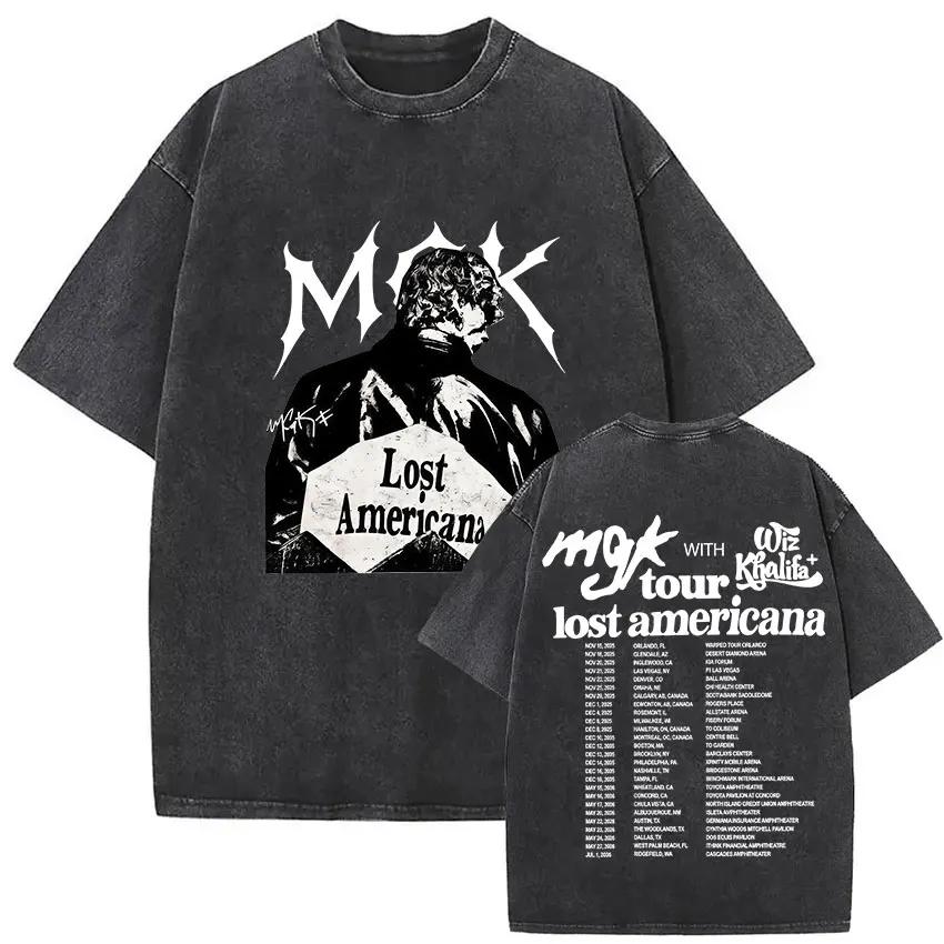 Rappeur MGK perdu Americana Tour 2025 T-shirts mitrailleuse Kelly Vintage lavé graphique T-shirt hom