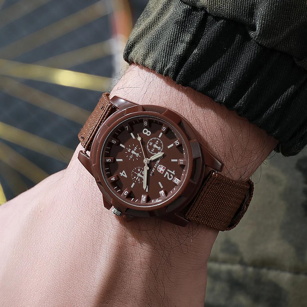 4 pièces hommes montres militaires ensemble Sport décontracté montre à Quartz bracelet en Nylon mâle