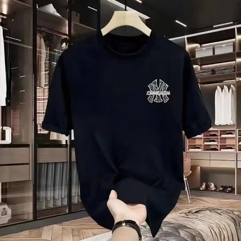 Nouveau T-shirt imprimé pour homme à manches courtes, tendance streetwear, col rond en coton, pour l