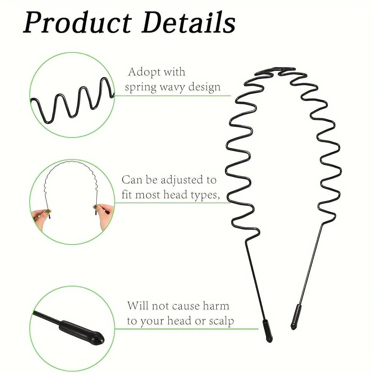 6 pièces bandeau en métal pour hommes femmes mode bandes de cheveux Sports de plein air antidérapant
