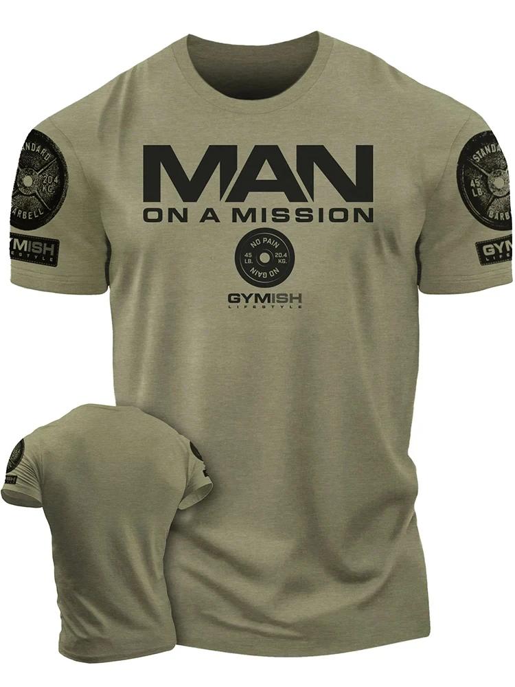 T-shirt col rond pour hommes, confortable et respirant, avec lettres imprimées, pour entraînement mu