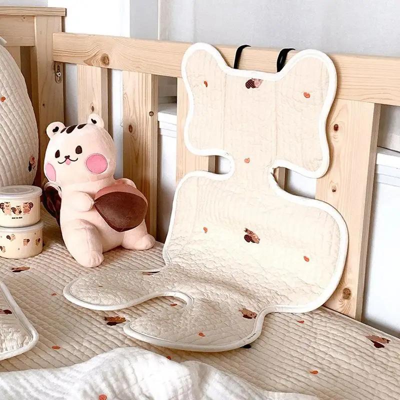 Coussin de siège de poussette pour bébé, ours lapin brodé, toutes saisons, matelas de chariot respir