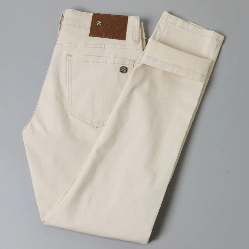 Jean de luxe haut de gamme pour hommes, pantalon élastique tendance polyvalent, coupe slim, simple e