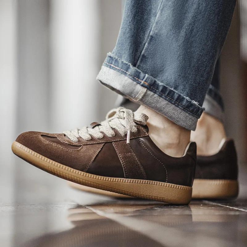 Maden – chaussures d'entraînement allemandes classiques marron épissées, baskets basses plates pour 