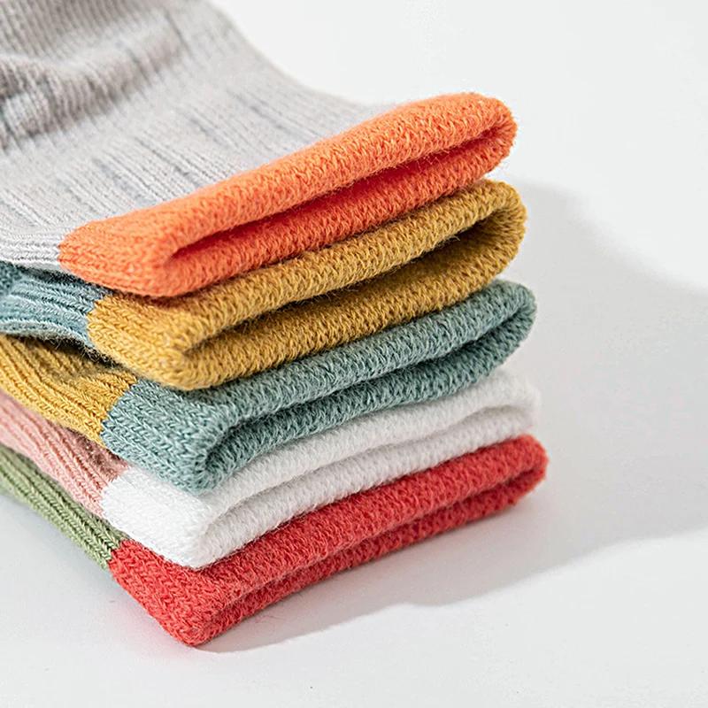 5 paires de chaussettes de sol en tricot mignonnes et décontractées, chaussettes en coton doux et co