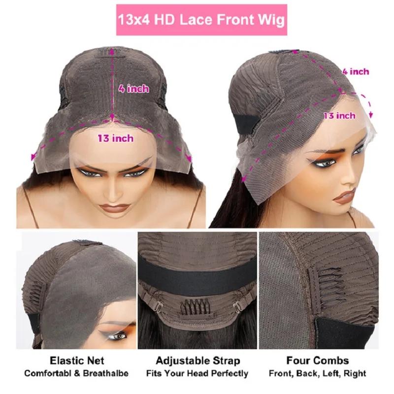 Perruque Lace Front Wig Body Wave Brésilienne Naturelle, Cheveux Humains Transparent, 13x4, HD, Pre-