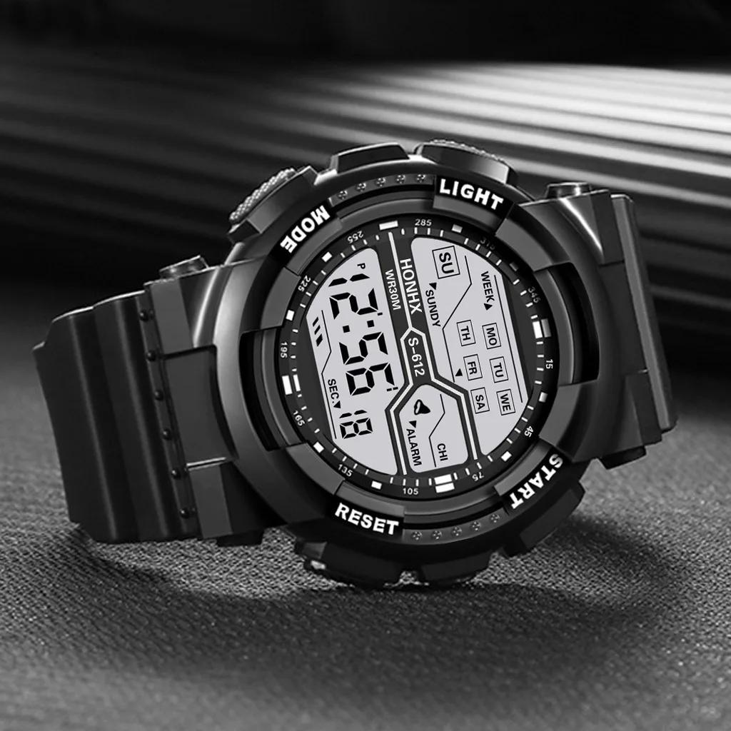 Sport de plein air hommes montre multifonction grand écran LED électronique étanche lumineux militai