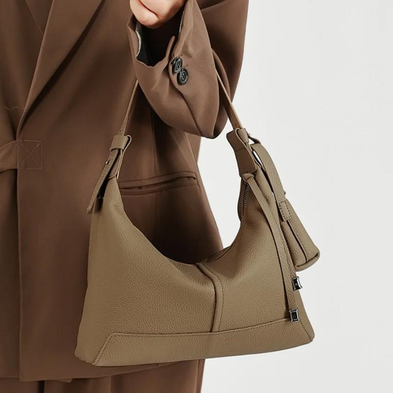 Sac à bandoulière rétro en cuir de vache véritable pour femme, sacs à main de luxe de créateur en cu
