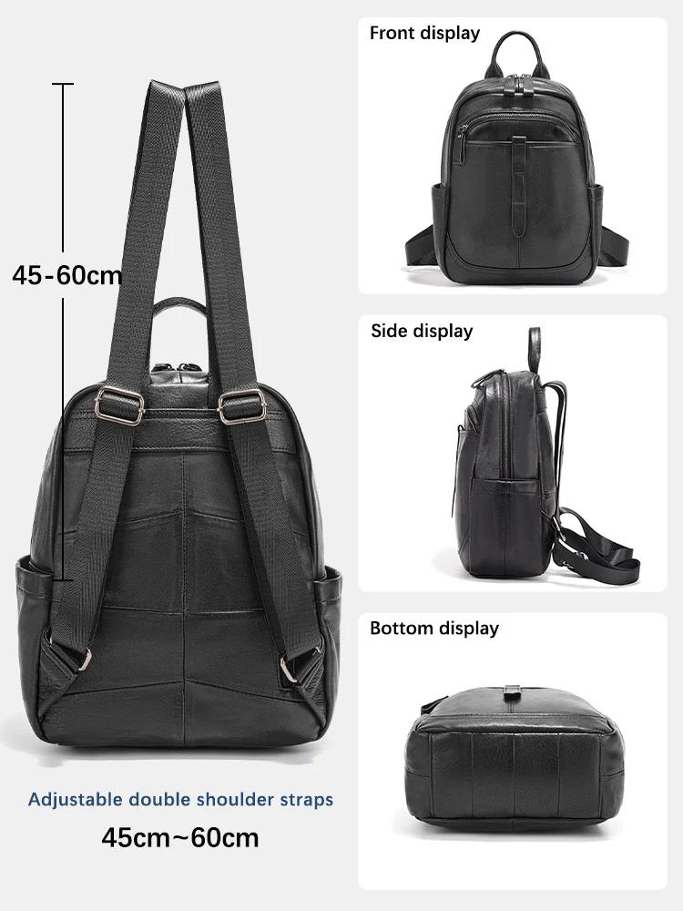 Zency – sac à dos en cuir véritable 100% pour femmes, grande capacité, pour les déplacements, les vo