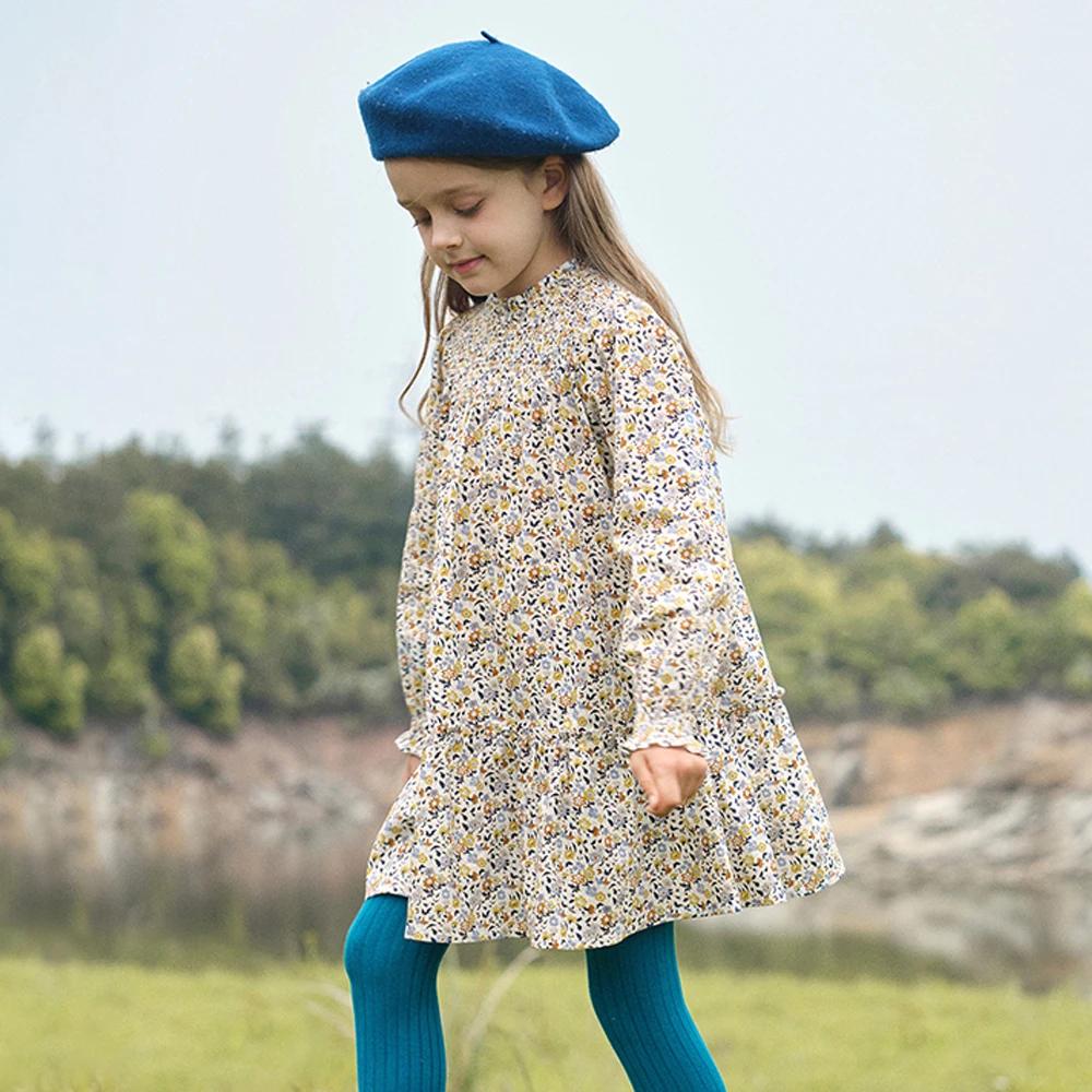 Dave Bella filles florale automne printemps robe mignonne enfants à manches longues robe de princess