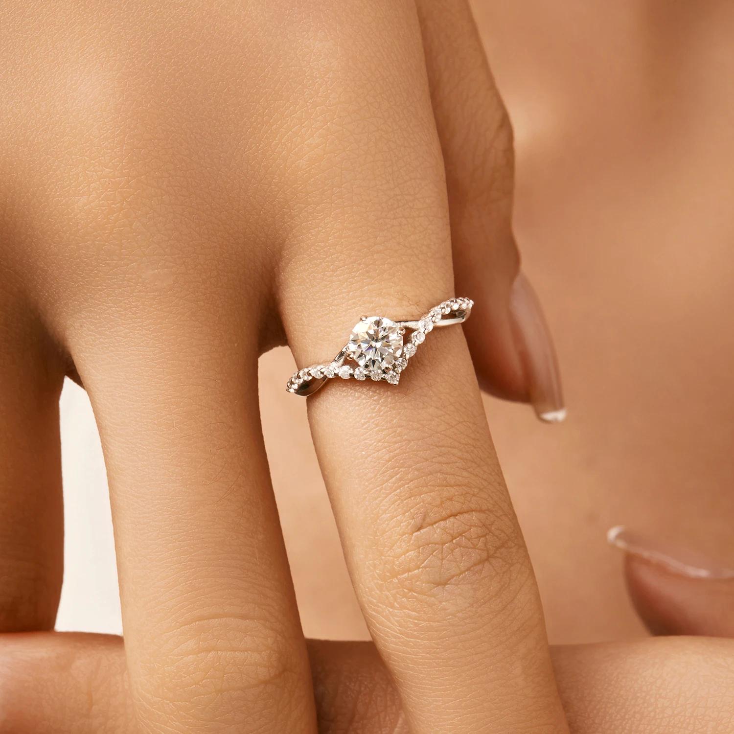 MODIAN couronne D couleur Moissanite bague délicate laboratoire diamant bague 925 en argent Sterling