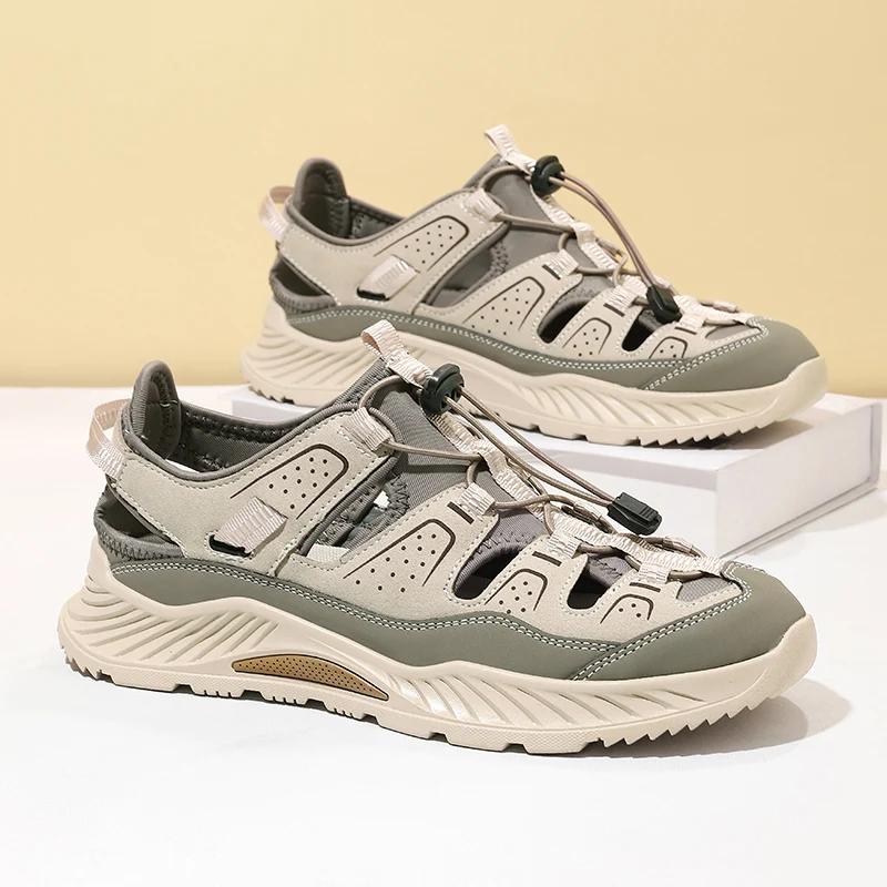 Sandales de plage en cuir pour hommes, chaussures aquatiques à séchage rapide, antidérapantes, pour 