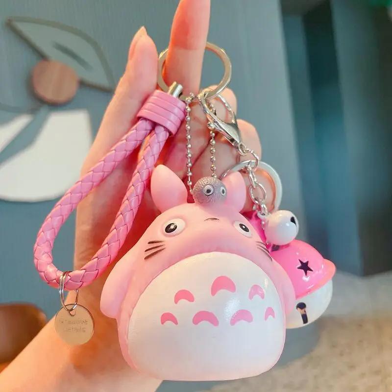 Totoro porte-clés dessin animé chat mignon Totoro poupée Figure bracelet en cuir porte-clés sac voit